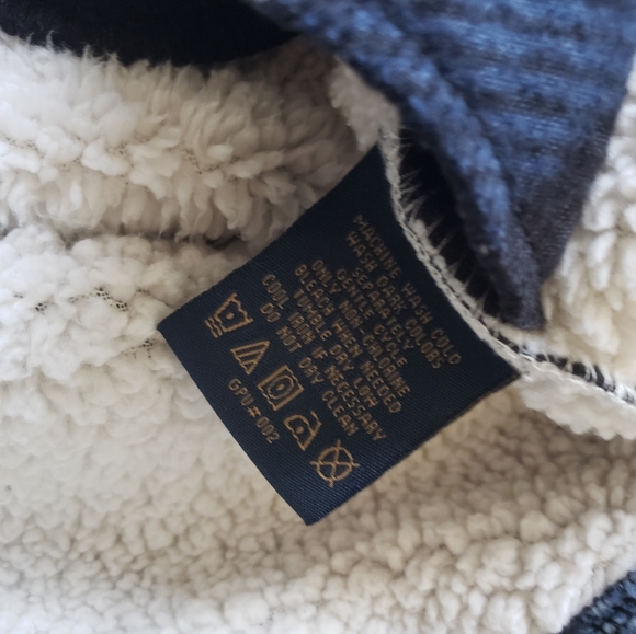 Navy Blue and White checked shirt jacket - Sherpa Fleece Shacket - Sz Medium - Picture 4 of 6